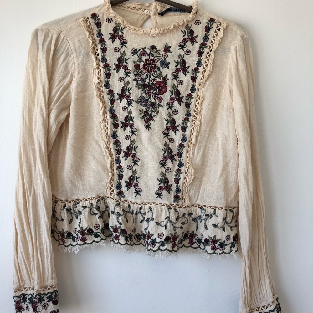 Zara embroidered top